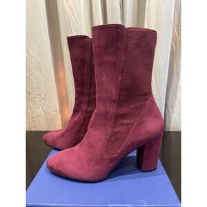 Stuart Weitzman 70’s 80’s vibe Cherry Suede Mid Calf Boots Euro 40 US 9 **